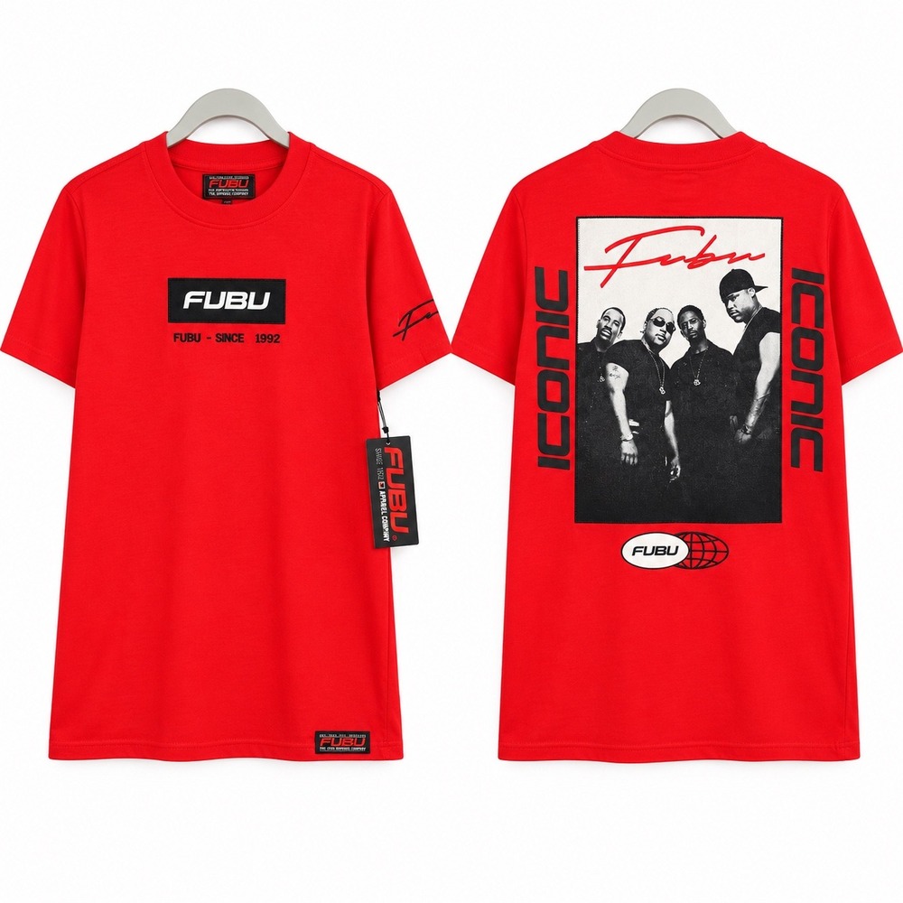 FUBU Iconic Graphic Tee Red Mens Small New With Tags SAS9797 Hip Hop Streetwear